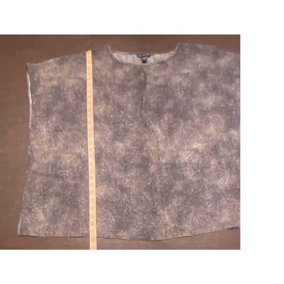 Eileen Fisher 100% Silk Black Gray Sheer Blouse Size‎ L Lagenlook Quiet Luxury - Picture 7 of 8